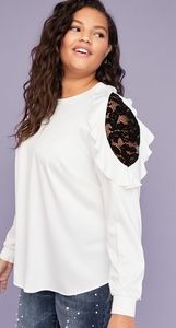 LACE-SHOULDER SWEATSHIRT